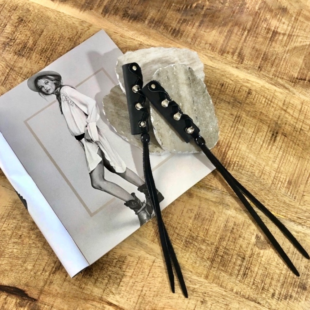BOHO HANDCRAFTED LEATHER BRAID /  PONYTAIL HOLDERS